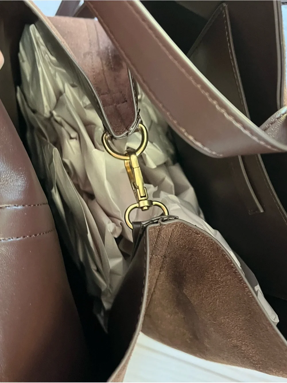 Old Navy Dark Brown Faux-Suede Tote with Adjustable Strap
